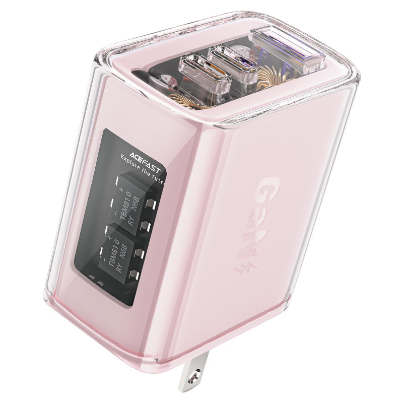 Cargador de pared de carga rápida Acefast A47 PD65W GaN Color Cherry Blossom (2xUSB-C + USB-A) - Imagen 3