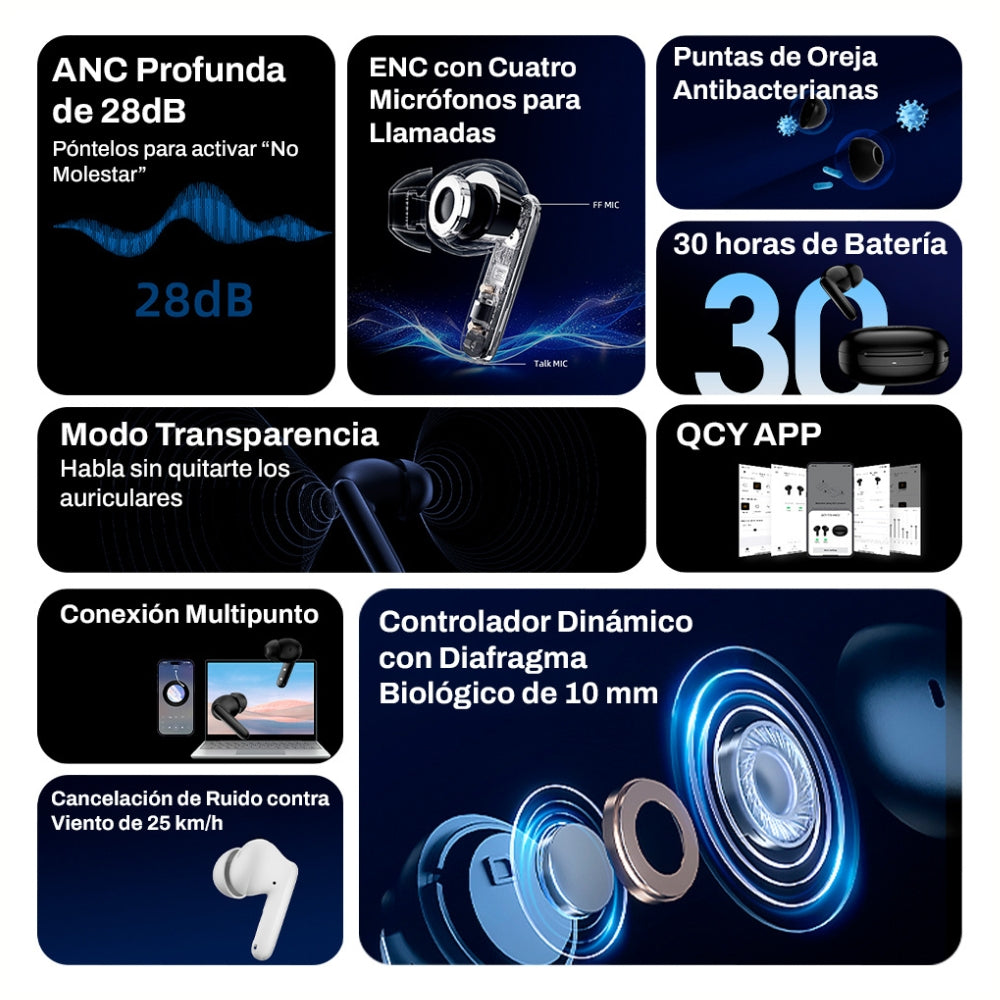 Audífonos Inalámbricos QCY T13 ANC 2 - Imagen 2