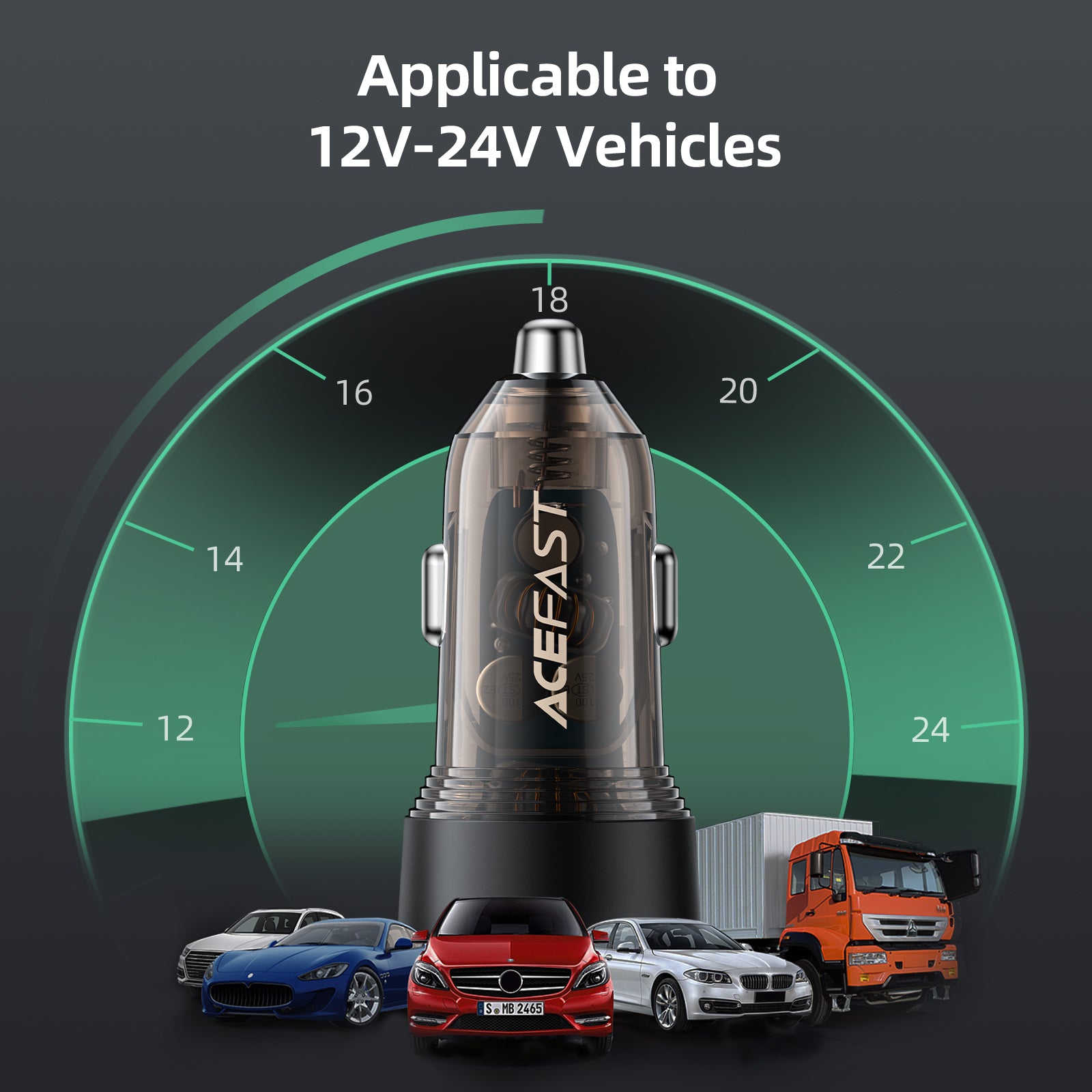 Cargador de Auto Acefast 60W USB-A + USB-C Carga Rápida - Imagen 3