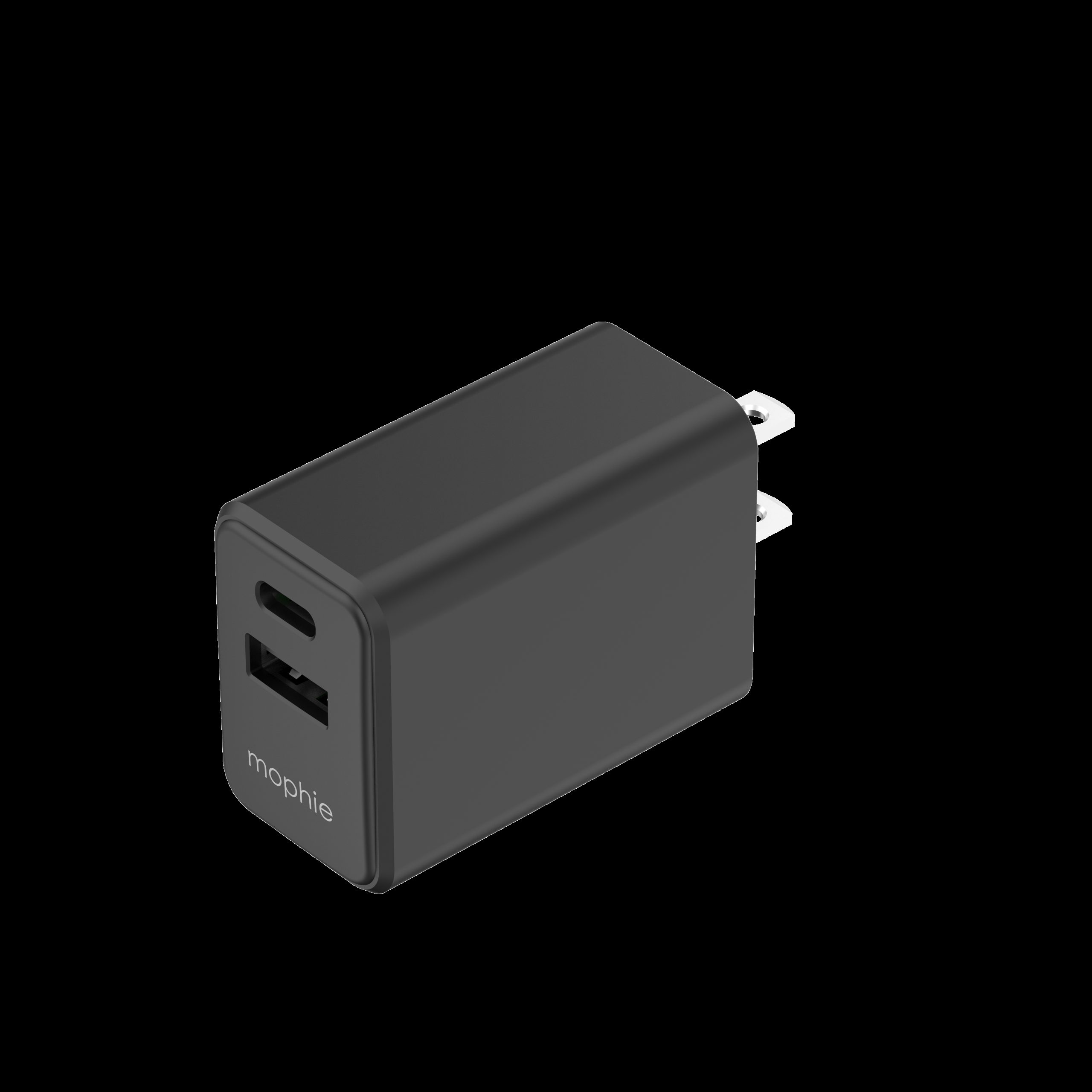 Cargador de pared mophie de 30W PD con puertos USB-C y USB-A Negro - Imagen 2