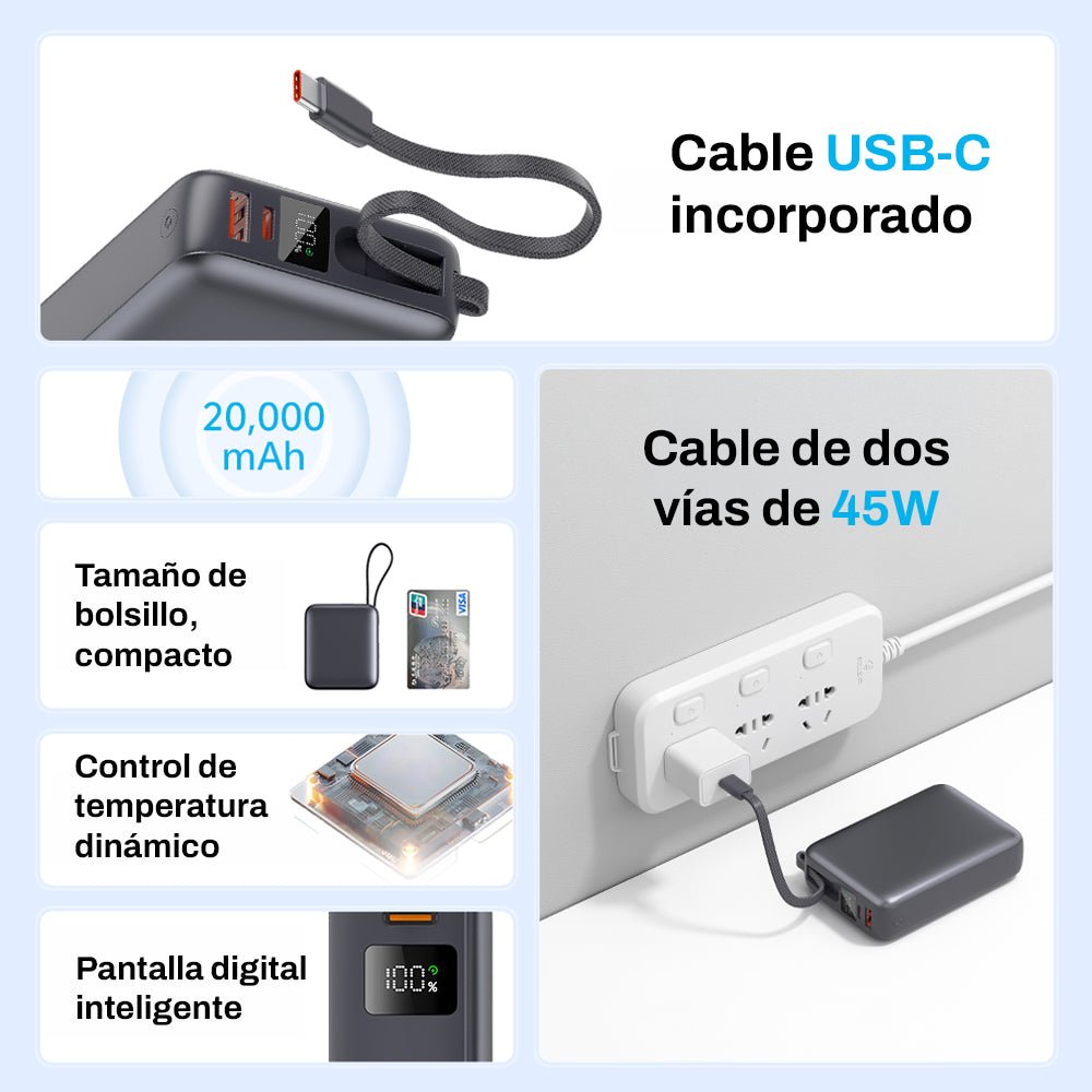 Cargador Portátil QCY PB20A Power Bank 20000Mah/45w - Imagen 2