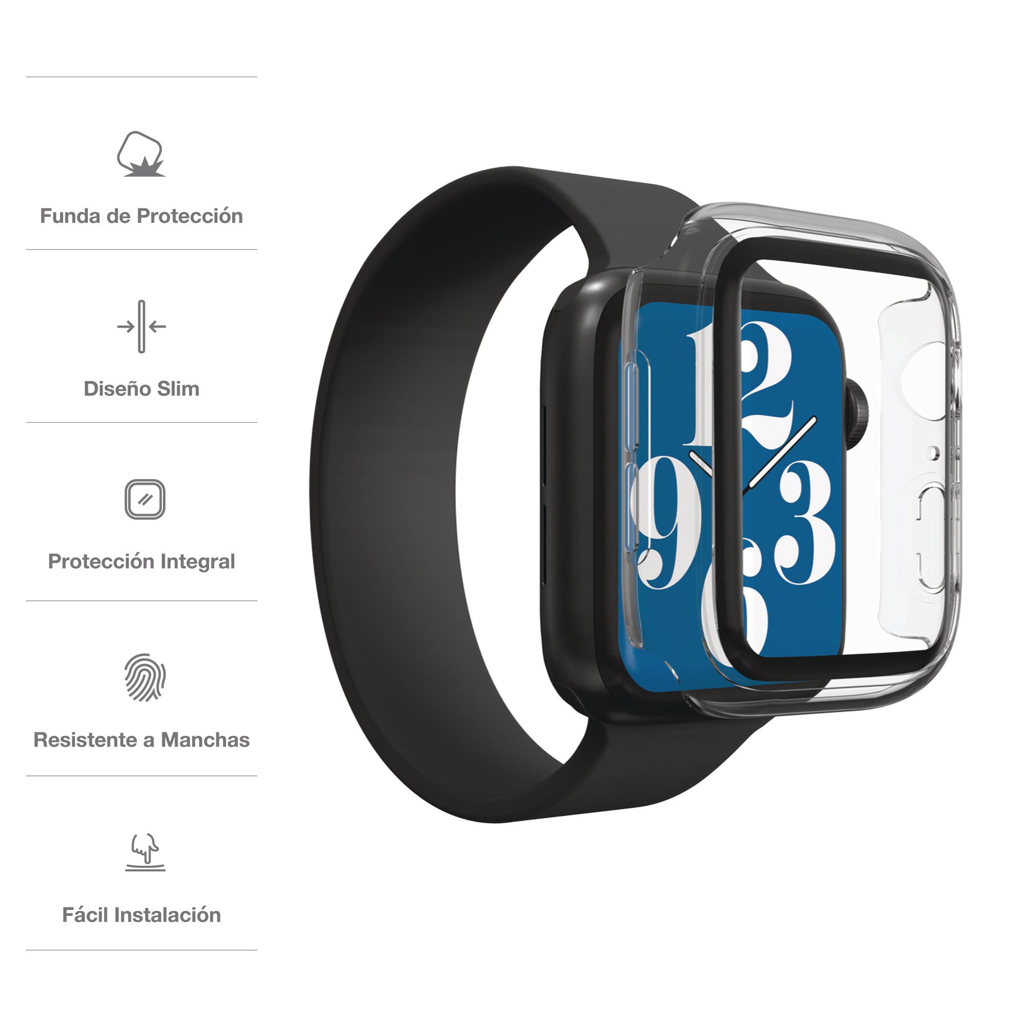 Case Slim con Protector de Pantalla 360 IFROGZ para Apple Watch S6/SE/5/4 (44 mm) - Transparente - Imagen 2