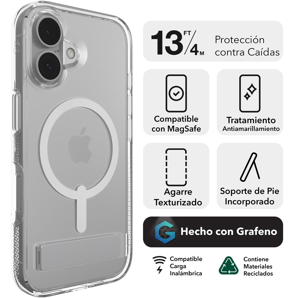 Case ZAGG Crystal Palace Snap para iPhone 16 Plus compatible con Magsafe - Transparente - Imagen 2
