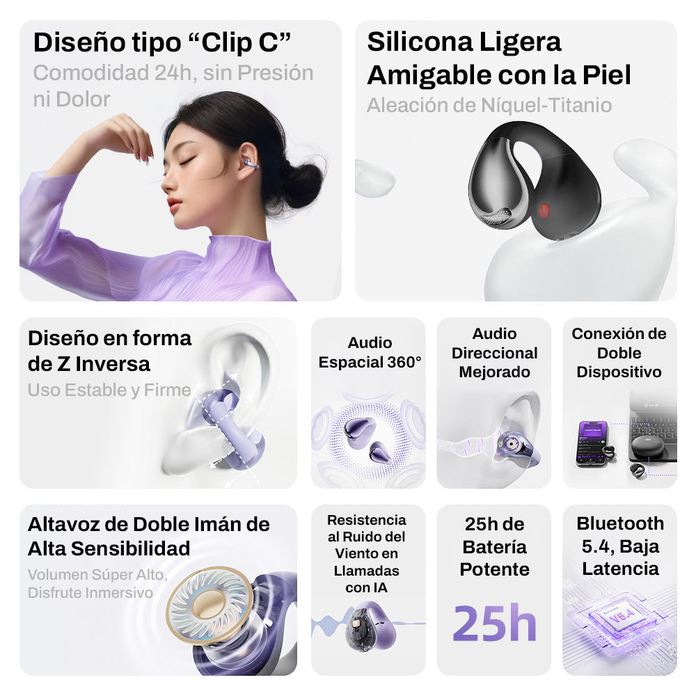 Combo QCY audífonos over-ear H3 Pro + audífonos open-ear Crossky C30 - Imagen 3