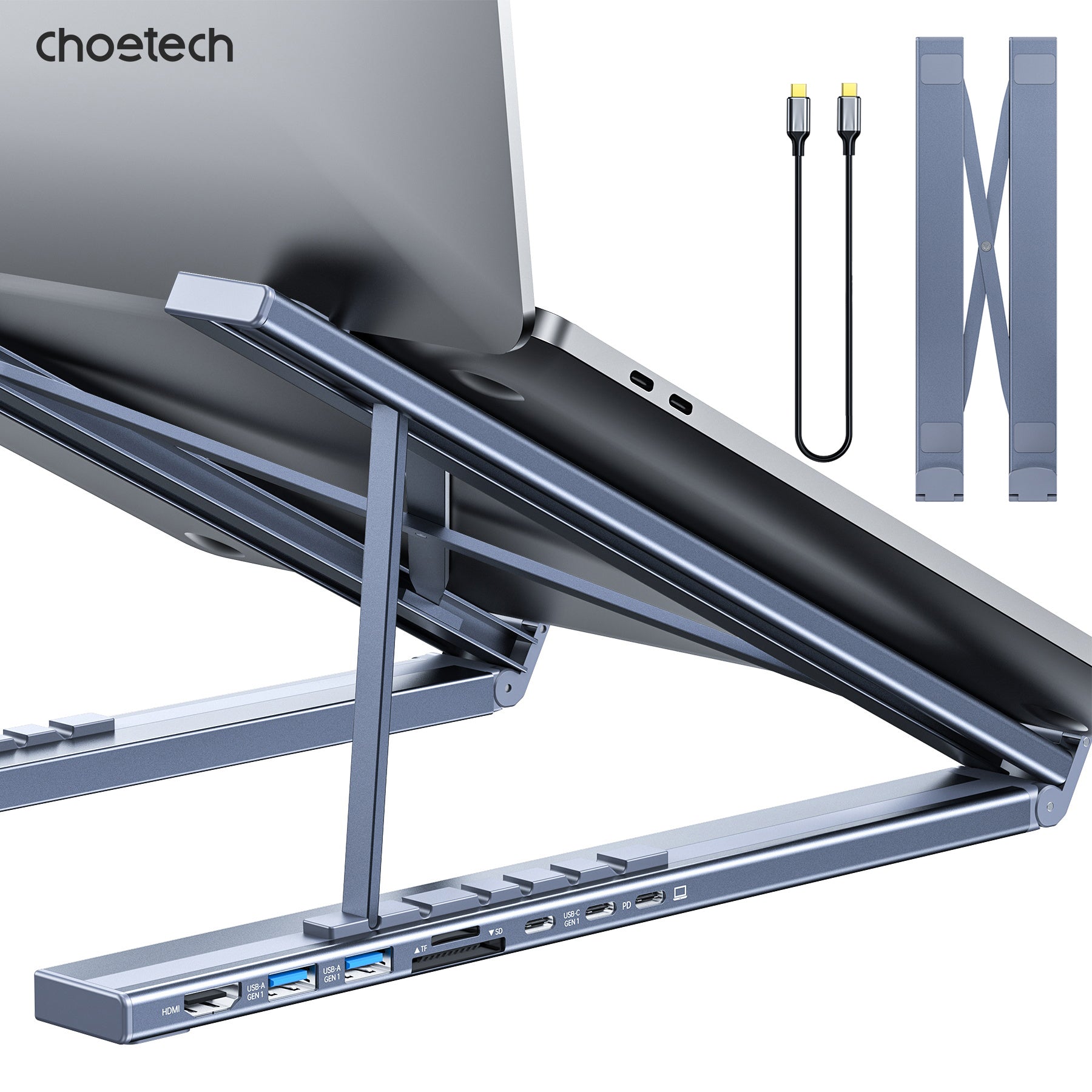 Docking Station con Soporte para Laptop Choetech USB-C 7 en 1 Hub - Imagen 2