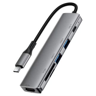 Hub 6 en 1 Acefast J18 USB-C – Estación de Acoplamiento con HDMI 4K y Puertos USB
