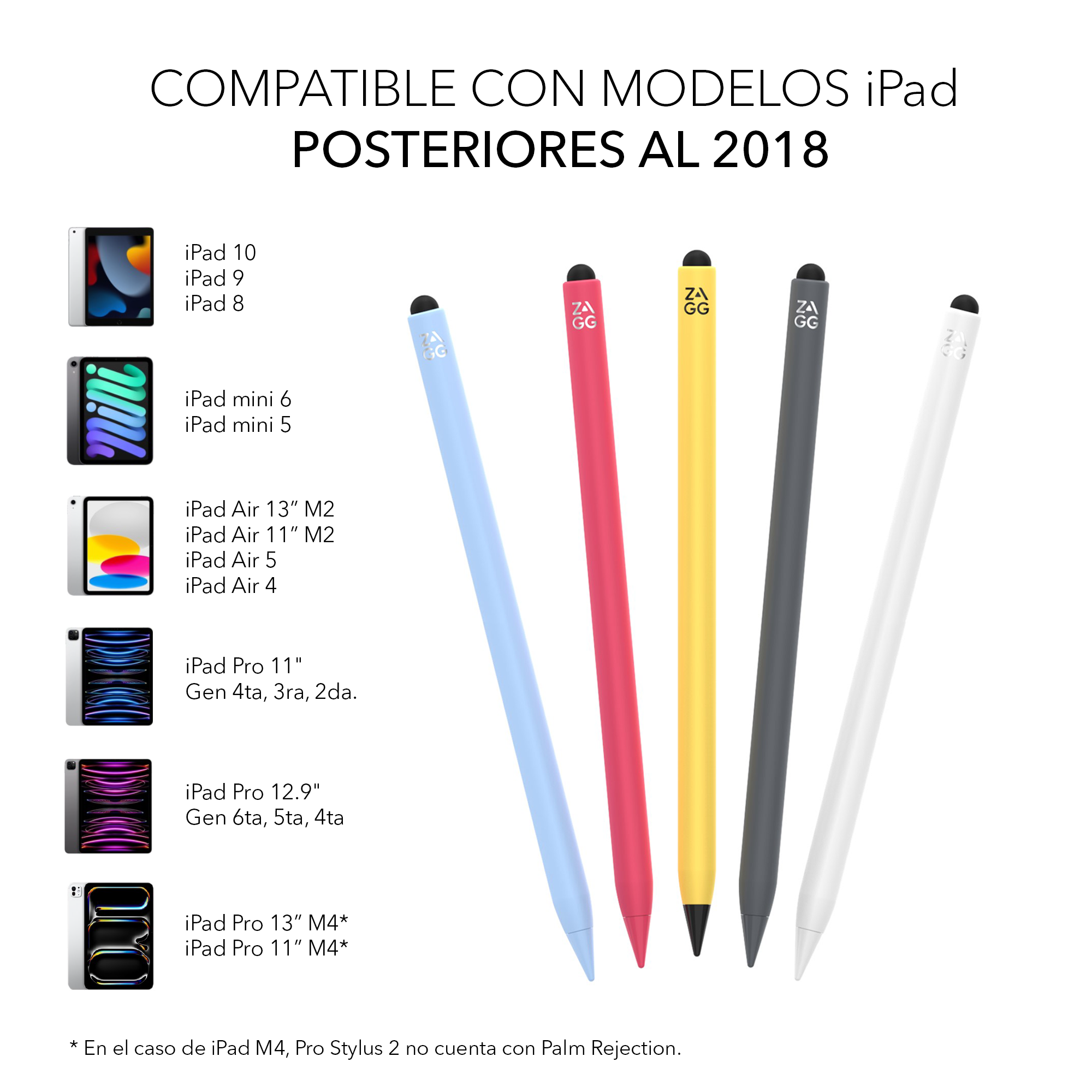 Lápiz Óptico Pro Stylus 2 Zagg para iPad con carga inalámbrica Color Blanco - Imagen 3