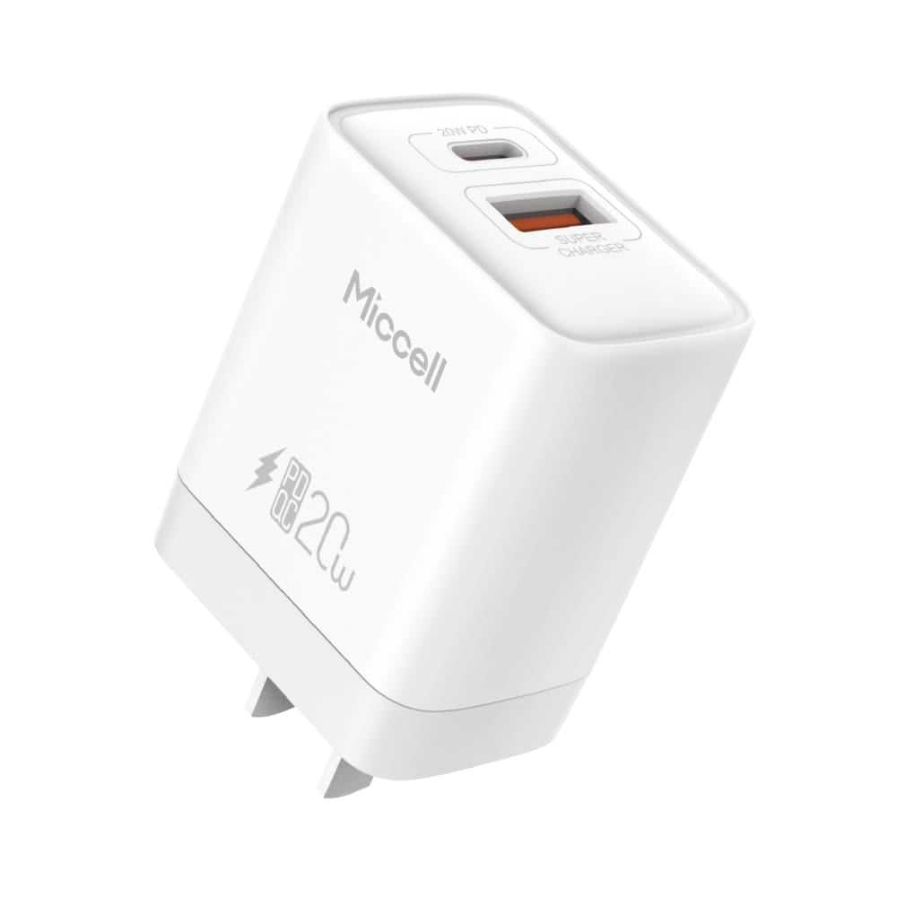 Cargador Rápido 20W Doble entrada USB-A USB-C + Cable USB-C - Miccell VQ-T13 - Imagen 2