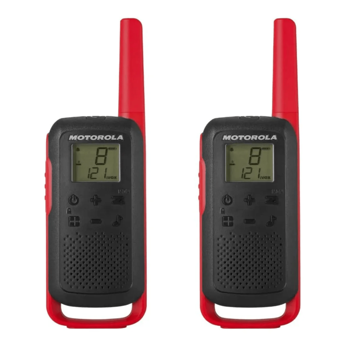 Radio Motorola T210PE Talkabout FRS paquete x2, 14 canales, alcance 32 km, apróx. 18 horas, negro y rojo - Imagen 2
