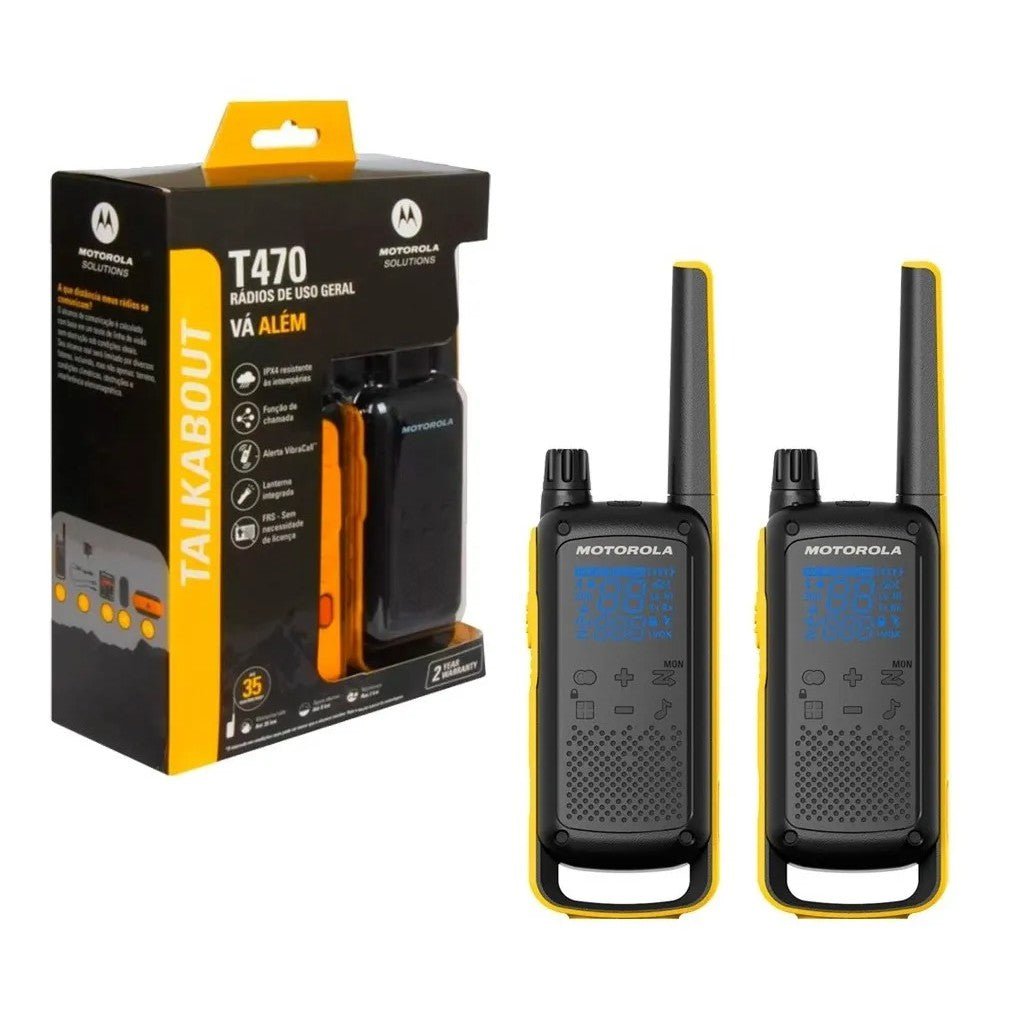 Radio Motorola T470 Talkabout FRS – Walkie Talkie con Linterna, IP54 y Alcance hasta 35 km