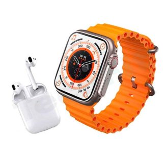 Techfit – Combo: Reloj Inteligente + Audífonos I8 Ultra Anaranjado