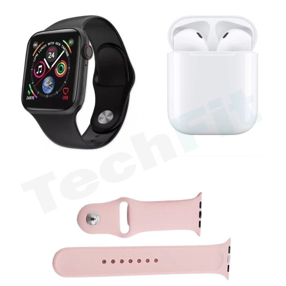 Techfit – Combo: Reloj Inteligente + Audífonos T55 Promax Rosado