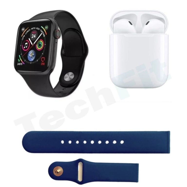 Techfit – Combo: Reloj Inteligente + Audífonos T55 Promax Azul