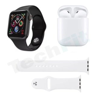 Techfit – Combo: Reloj Inteligente + Audífonos T55 Promax Blanco