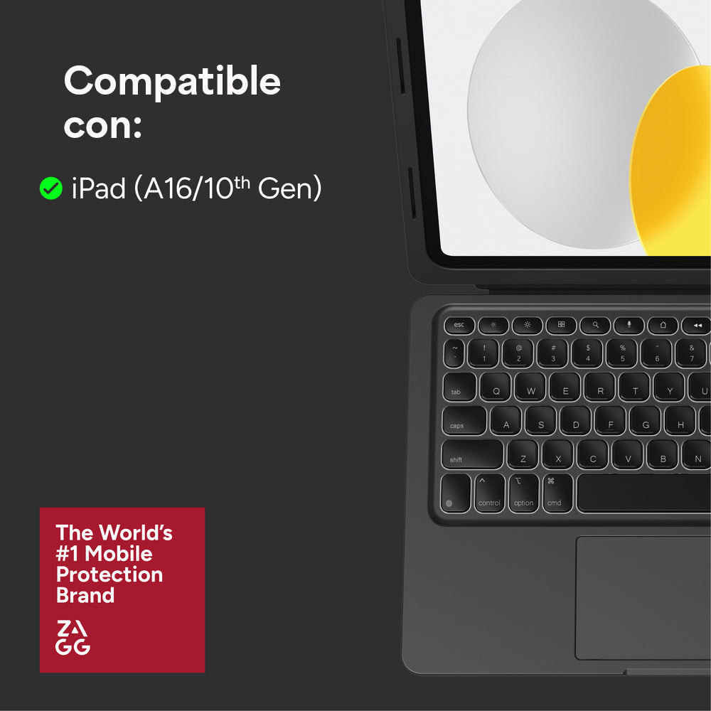 Teclado con funda con trackpad, soporte integrado para iPad A16/Gen10 - Imagen 3